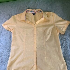 Collared Yellow Polkadot Button Up